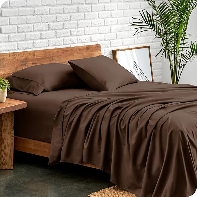 Bare Home King Sheet Set - Luxury 1800 Ultra-Soft Microfiber King Bed Sheets - Double Brushed - Deep Pockets - Easy Fit - 4 Piece Set - Bedding Sheets & Pillowcases (King, Cocoa)