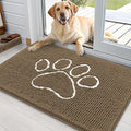 OLANLY Door Mat for Muddy Dog Paws 36x24, Ultra Absorbent Chenille Mud Doormat with Paw Print Design, Non-Slip Washable Doormat for Indoor Entryway, Quick-Dry Pet Bed Mats for Dirty Dogs, Tan