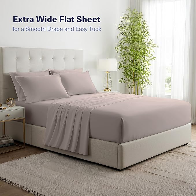 Kickoff Viscose Bamboo Sheets Full Size 4-pc 100% Organic Bamboo Viscose Bed Cooling Sheets Full Size Set Cool Bedding for hot Sleepers Sheet, Flat, Fitted, Pillowcases (Grey Mist, F)