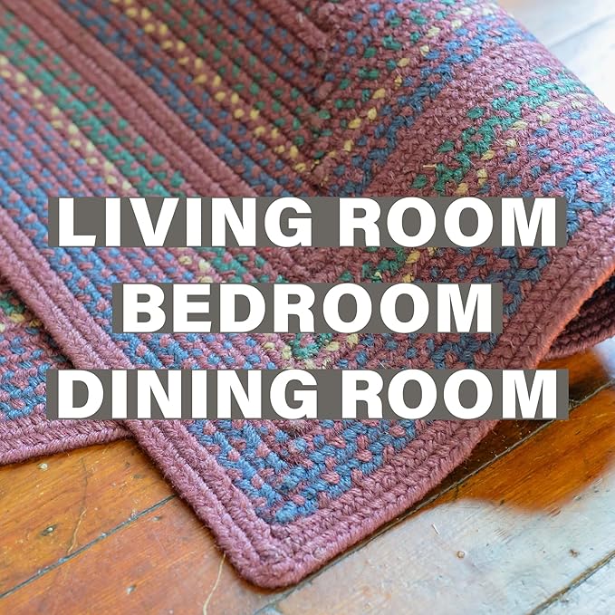 Jamestown Burgundy Braided Area Rugs, Jute, 8x10' Rectangle - Rustic Primitive Decor for Dining Room, Bedroom, Everywhere