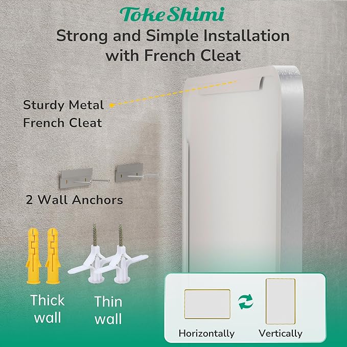 TokeShimi Brushed Nickel Bathroom Mirror 22x30,HD Tempered Glass,Silver Bathroom Vanity Mirror for Over Sink,Aluminum Framed Mirror Wall(Horizontal/Vertical)