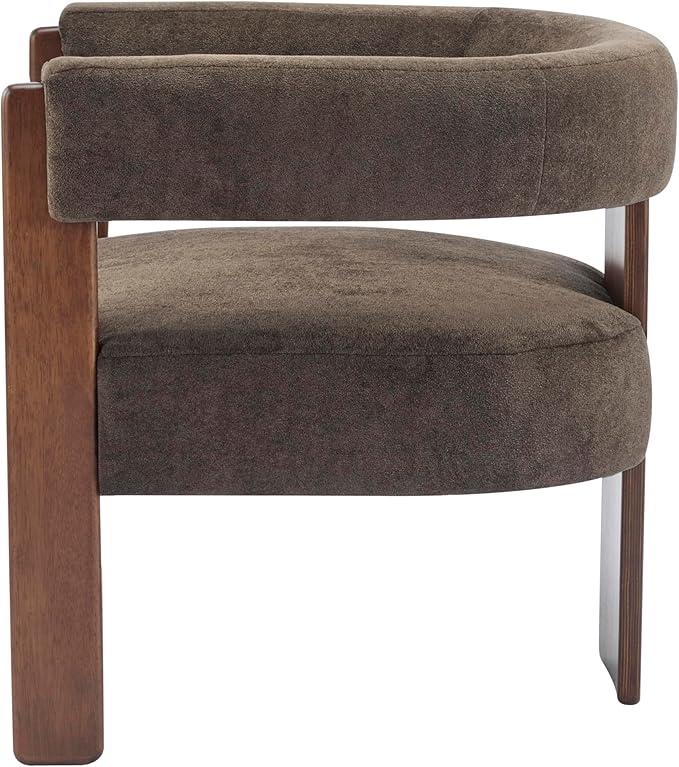 Christopher Knight Home Nettie Modern Accent Chair for Living Room, Velvet Fabric Single Lounge Sofa Chair with Wooden Frame, Comfy Reading Chair for Bedroom, Lounge Armchair with Cushion, Dark Brown