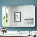 TokeShimi 40 x 24 Inch Wall Mirror for Bathroom White Metal Frame Decorative Rectangular Wall Mounted Home Decor Corner Hangs Farmhouse Mirror (Horizontal/Vertical)