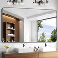 KOCUUY Black Bathroom Mirror 60"x36", Large Vanity Mirror with Rounded Corner, Metal Black Frame with Mordern Design for Bathroom, Living Room, Entryway, Hang Horizontal/Vertical