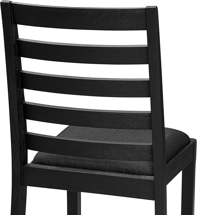 East West Furniture LGX17-BLK-24 -7 Piece Dining Set Includes a Rectangular Kitchen Table with Black Tabletop and 6 Stackable Polyester Fabric Chairs, Black