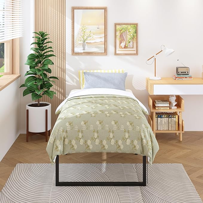 18 Inch Twin Bed Frames Heavy Duty Metal Twin Platform Bed Frame No Box Spring Needed, Noise Free, Easy Assembly, Black