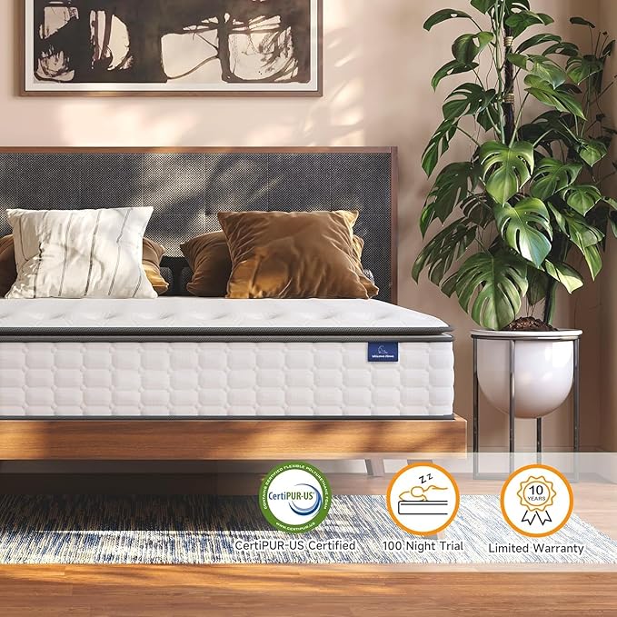 Vesgantti Queen Mattresses 12 Inch Hybrid Queen Size Mattress in a Box, Pillow Top Mattress Gel Memory Foam and Pocket Coils Innerspring Mattresses, Pressure Relief, Medium Firm Plush Feel