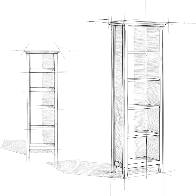 SIMPLIHOME Amherst Bookcase - 70 inch Tall 5-Shelf Solid Wood Bookshelf in White, Transitional Storage for Living Room, Study Room or Office with Adjustable Shelves and Tapered Legs