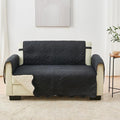 Great Bay Home Reversible Loveseat Cover - Washable Slipcover Furniture Protector with Elastic Straps - Couch Cover for Dogs, Kids, and Pets - Quilted & Stitched Detail (Loveseat, Black/Taupe)