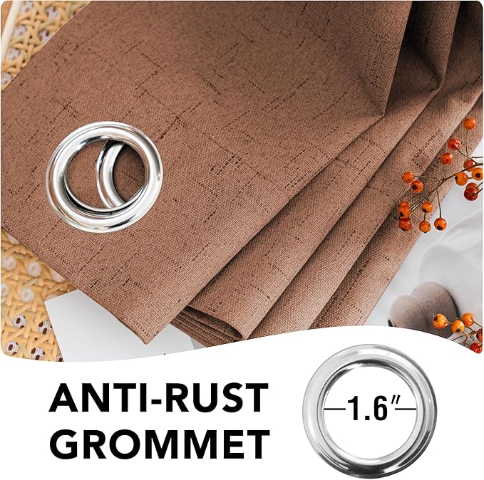 H.VERSAILTEX 100% Blackout Curtains for Bedroom Thermal Insulated Linen Textured Curtains Heat and Full Light Blocking Drapes Living Room Curtains 2 Panel Sets, Washed Spice, 52x54 Inch