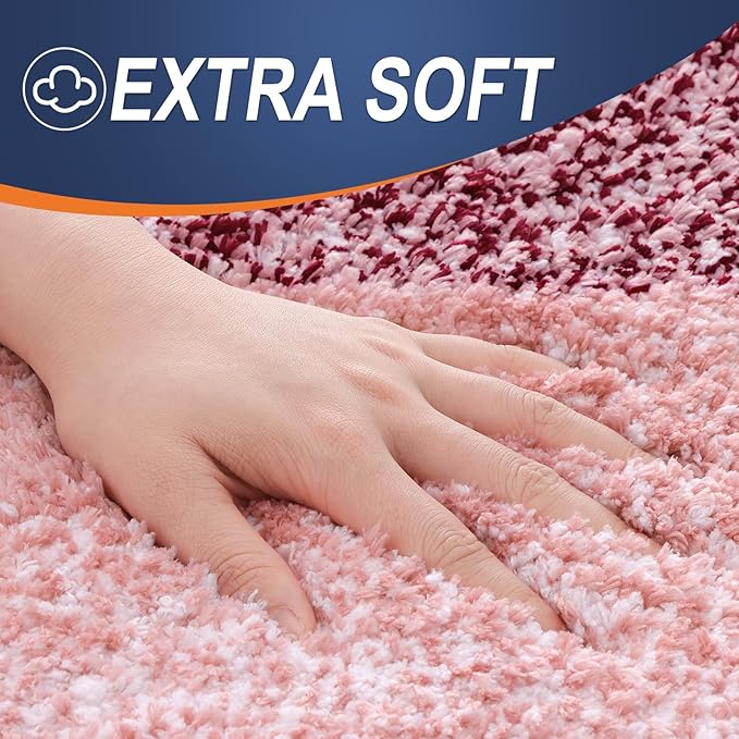 OLANLY Bathroom Rugs Mat 24x16, Extra Soft Absorbent Microfiber Bath Rugs, Rubber Backing, Quick Dry, Machine Washable Bath Mats for Bathroom Floor, Tub and Shower, Home Decor Accessories, Red