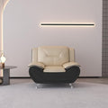 Container Furniture Direct Michael Modern Faux Leather Upholstered Stainless Steel Legs Living Room, Chair, Black Camel