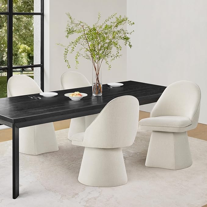 Swivel Dining Chairs Modern Desk Chair Upholstered Linen Fabric Side Chair for Kitchen Dining Room Bedroom,Linen,1 Box