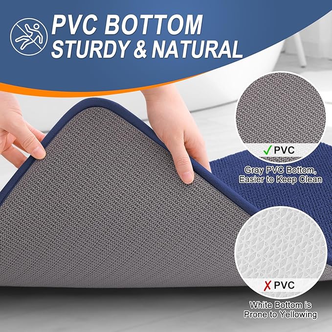OLANLY Thick Memory Foam Bath Mat Rug 30x20, Extra Soft Absorbent Bathroom Rug, Quick Dry Bath Mats, Non-Slip, Machine Washable Carpet, Tub and Shower, Home Decor Accessories, Twilight Sapphire
