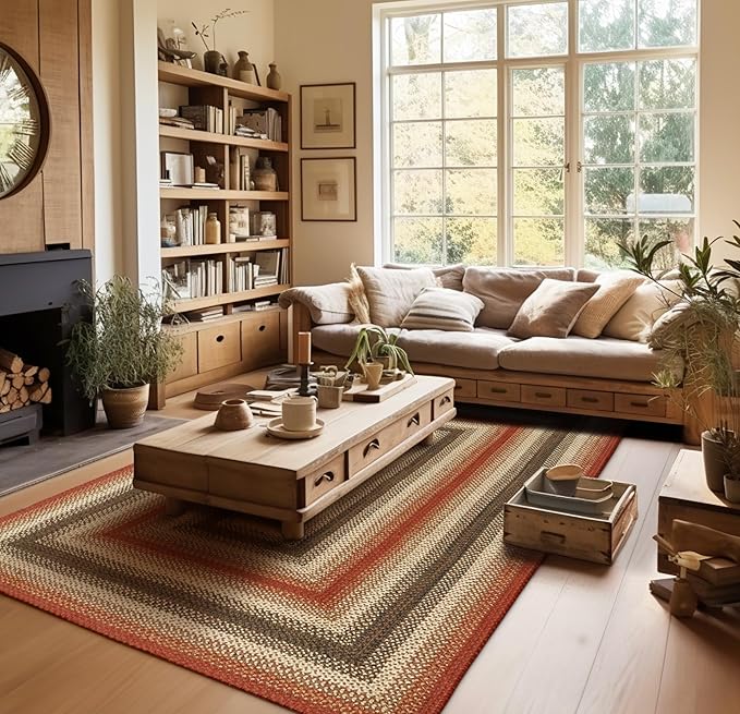 Homespice Chester 6x9' Braided Area Rug, Ideal for a Rustic Bedroom