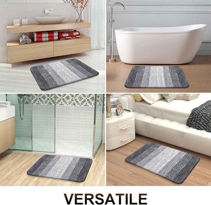 OLANLY Bathroom Runner Rugs 45x27, Extra Soft Absorbent Microfiber Bath Rugs, Rubber Backing, Quick Dry, Machine Washable Bath Mats for Bathroom Floor, Tub and Shower, Home Decor Accessories, Grey