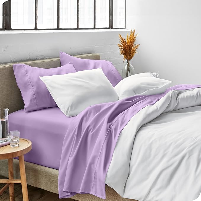 Bare Home Twin Sheet Set - 1800 Ultra-Soft Microfiber Twin Bed Sheets - Double Brushed - Deep Pockets - Easy Fit - Extra Soft - 3 Piece Set - Bedding Sheets & Pillowcases (Twin, Lavender)
