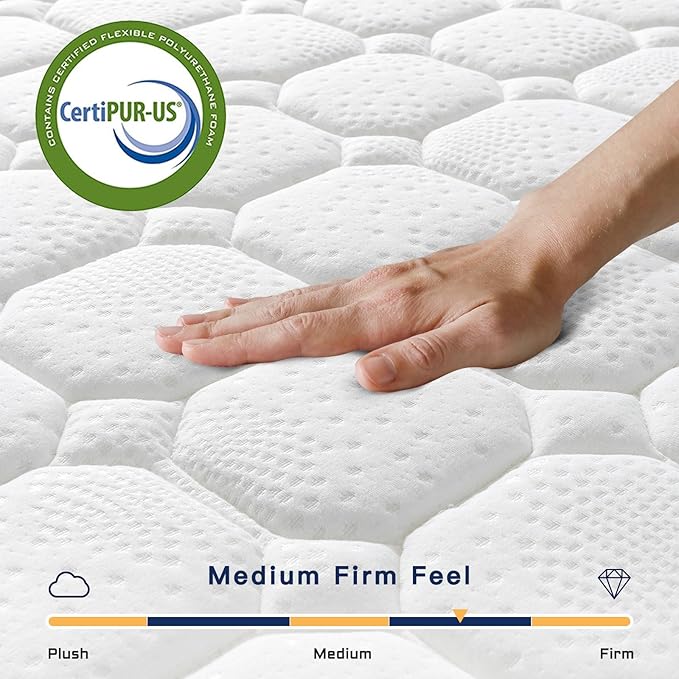 Vesgantti 12 Inch Multilayer Hybrid Twin Mattress - Multiple Sizes & Styles Available, Ergonomic Design with Memory Foam and Pocket Spring, Medium Firm Feel, White