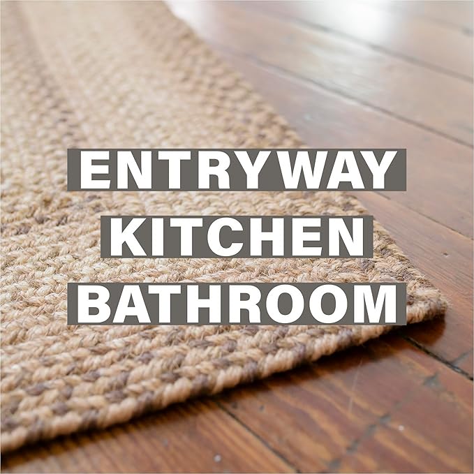 Cookie Dough Brown Small Braided Rugs, 2x3' Rectangle - Handmade with Jute, Warm Country Rustic Decor, Perfect for Laundry Rooms, Bathrooms and Entryways - Durable and Easy to Clean