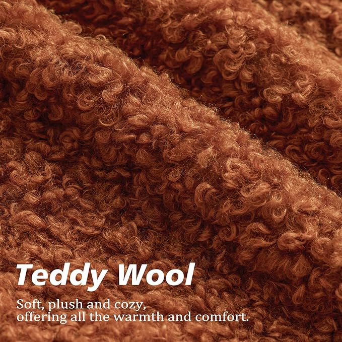 Foindtower 2 Pieces 16x16 Inch Burnt Orange, Faux Fur Throw Pillow Cover Accent Sherpa Furry Pillow Cover Fuzzy Soft Pillowcases Cozy Sheepskin Decorative Fleece Cushion Case for Bed Couch Living Room