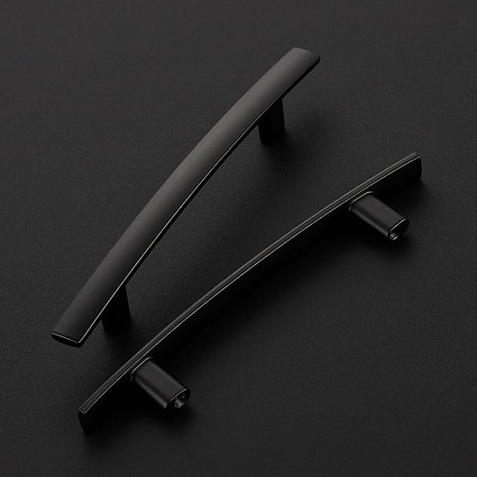 30 Pack Cabinet Handles 3.75" Hole Center - Curved Cabinet Pulls Black Drawer Pulls for Kitchen Cupboard Solid Hardware for Dresser Drawer Arch Hardware