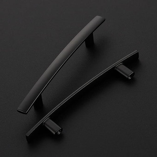 25 Pack Cabinet Handles 3.75" Hole Center - Curved Cabinet Pulls Black Drawer Pulls for Kitchen Cupboard Solid Hardware for Dresser Drawer Arch Hardware
