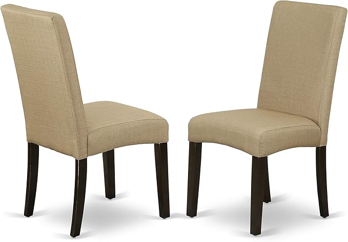 East West Furniture HEDR9-CAP-03 9 Piece Dining Room Table Set Includes a Rectangle Kitchen Table with Pedestal and 8 Brown Linen Fabric Parson Dining Chairs, 42x72 Inch, Cappuccino