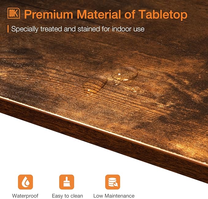 ODK 71 Inch Bar Table, Bar Height Pub Table, Counter Height Bar Table, Rectangular High Top Kitchen & Dining Counter Tables with Sturdy Legs & Easy-to-Clean Top, Rustic Brown