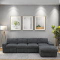L Shaped Sectional Couches for Living Room, Modular Sectional Couch with Ottoman & Chaise, Modern Lounge Living Room Furniture Sofa for Adults, Dark Grey