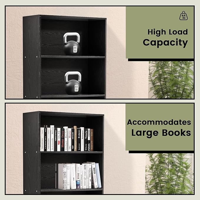 71" Tall Bookcase, 6-Tier Open Display Storage Shelves, Floor Standing Large Book Shelf for Living Room, Home Office, Bed Room, Black