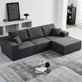INGEROOM 108" Cloud Sectional Couch, Modular Sectional Sofa with L-Shaped Chaise, Modern Plush Corduroy Couch for Living Room Bedroom, No Assembly Required, Deep Seating Floor（Dark Gray）