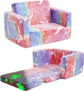 Toddler Chair Comfy,2-in-1 Soft Toddler Couch Fold Out for Kids,Convertible Sofa to Lounger,Gift for Girls and Boys Birthday,Elf,Medium