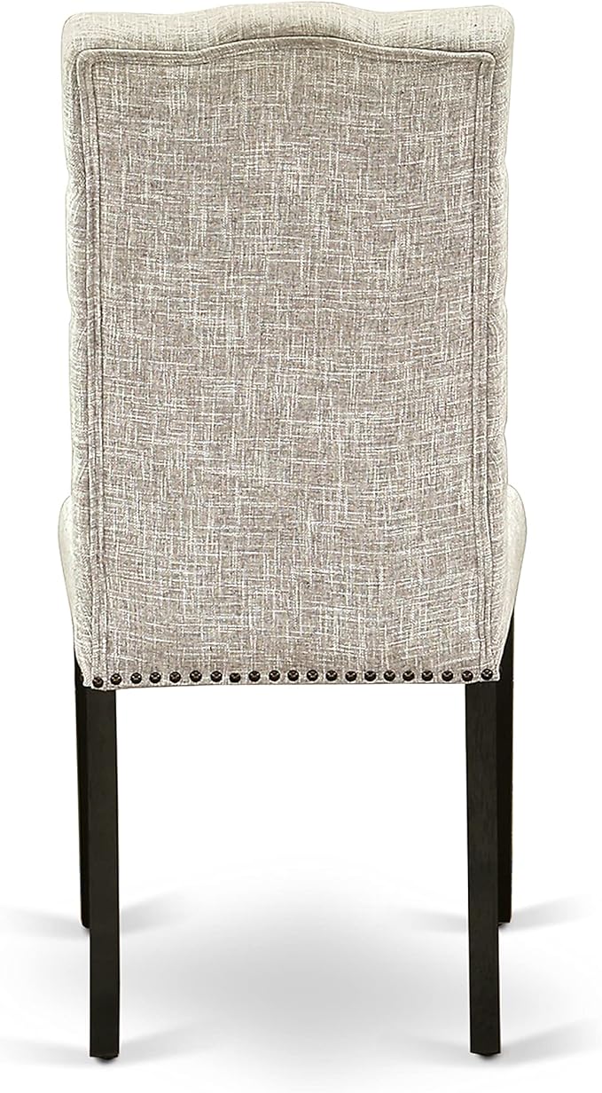East West Furniture X677EL635-7 7 Piece Dining Table Set Consist of a Rectangle Kitchen Table with X-Legs and 6 Doeskin Linen Fabric Parson Dining Room Chairs, 40x72 Inch, Multi-Color