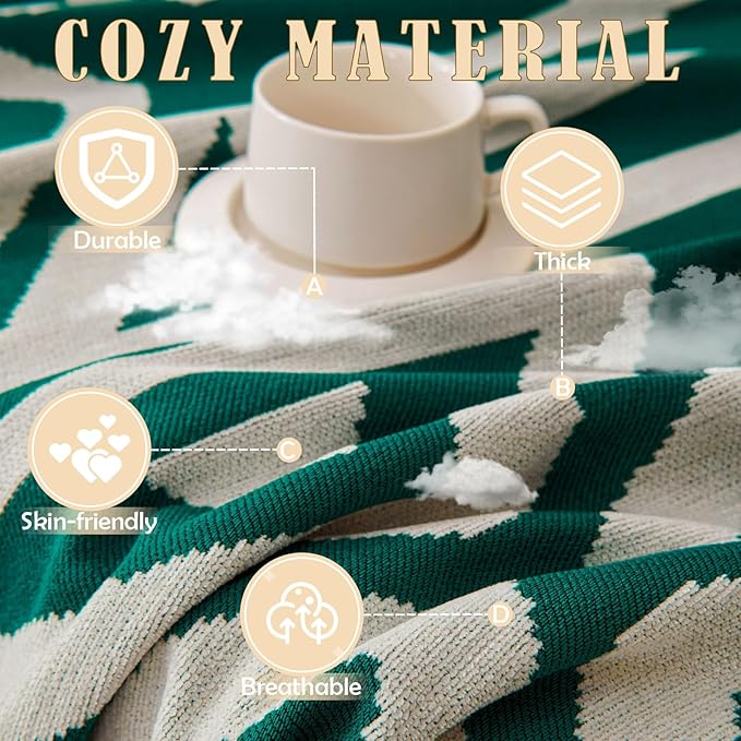 HANDONTIME Couch Cover Boho Sofa Covers Washable Forest Green Dog Covers for Couches Reversible Couch Blanket Cover Geometric L Shaped Couch Covers for 2 3 Couch Cushion Cover Dark Green, 71" X150"