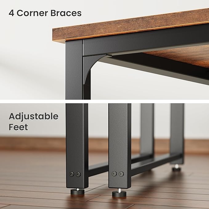 Huuger 71 x 31.5 Inch Desk with Power Outlets & USB-C, 1.2 Inch Thicker Desktop, Robust Metal Tubes, Deep Computer Desk, Heavy Duty Office Desk, Work Desk for Home Office, Rustic Brown