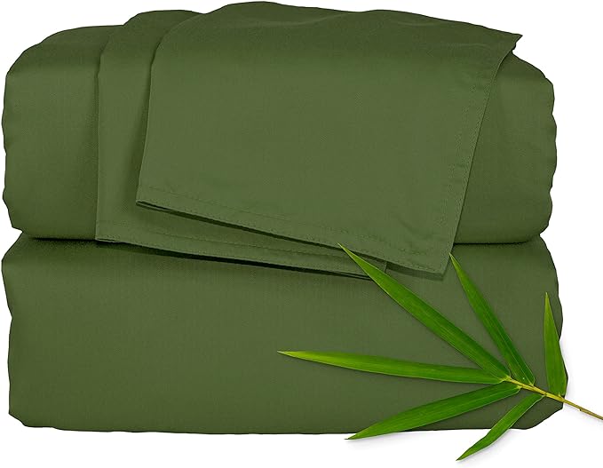 Split King Sheets by Pure Bamboo, Genuine 100% Organic Viscose Derived from Bamboo Bed Sheet Set, Soft & Cooling, Double Stitching *Not for Split Top (Split King, Pesto)