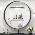 TokeShimi 40 Inch Round Black Bathroom Mirror for Wall with Non-Rusting Aluminum Alloy Brushed Matte Metal Frame for Modern Minimalist Farmhouse Home Decor