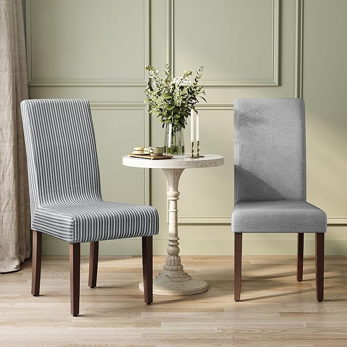 VASAGLE Dining Chairs, Parsons Chairs with Removable Fabric Cover, High Back, for Dining Room Kitchen, Set of 2, Thick Seat, 22.8 x 18.9 x 39.4 Inches, Dove Gray UKDC152G01