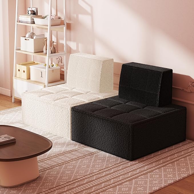 Bean Bag Chair,Accent Chair,Modular Sherpa Sofa Chair,Floor Sofa for Adults,Fireside Chair,Reading Chair for Living Room,Bedroom,Office,Beige