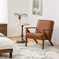 Yaheetech Accent Chair Faux Leather Armchair Lounge Chair with Wood Frame, Modern Retro Lounge Chair for Living Room/Office/Reception Area, Light Brown