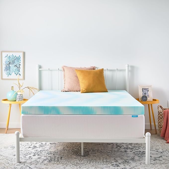 Linenspa 4 Inch Gel Swirl Memory Foam Mattress Topper – Cooling Gel Infused – Pressure Relieving Bed Topper - Mattress Pad – CertiPUR Certified - Twin Size