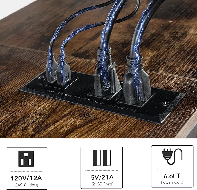 Clikuutory Modern Brown 71 inch Metal TV Stand with LED Lights and Power Outlets for 50 60 65 70 75 80 Inch TVs, 3 Tier Television Stands with Entertainment Center and Storage for Living Room, Bedroom