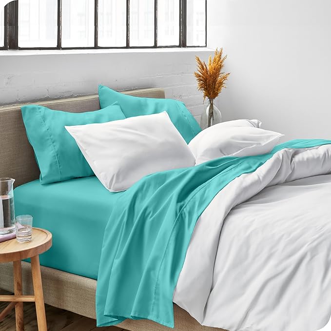 Bare Home King Sheet Set - Luxury 1800 Ultra-Soft Microfiber King Bed Sheets - Double Brushed - Deep Pockets - Easy Fit - 4 Piece Set - Bedding Sheets & Pillowcases (King, Turquoise)