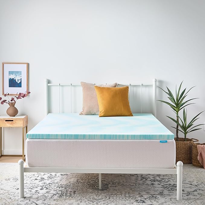 Linenspa 2 Inch Gel Swirl Memory Foam Mattress Topper – Cooling Gel Infused – Pressure Relieving Bed Topper - Mattress Pad – CertiPUR Certified - Twin Size