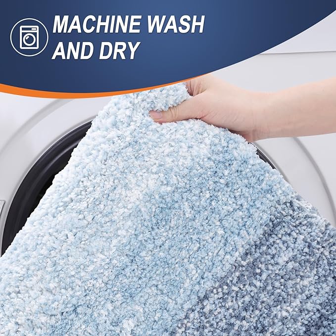 OLANLY Bathroom Runner Rugs 70x24, Extra Soft Absorbent Microfiber Bath Rugs, Rubber Backing, Quick Dry, Machine Washable Bath Mats for Bathroom Floor, Tub and Shower, Home Decor Accessories, Blue