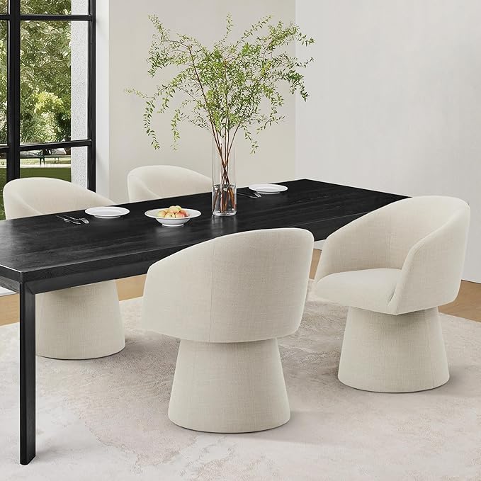 Swivel Dining Chairs Modern Accent Armchair Side Deskchair for Diningroom Vanity Bedroom Livingroom Reading Room,Linen,2 Box