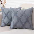 decorUhome Throw Pillow Covers 20x20 Inch Set of 2, Soft Plush Faux Fur Wool Blue Grey Couch Pillow Covers, Decorative Neutral Pillow Cases for Bed Sofa Living Room Home Decor