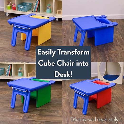 Children's Factory 3-in-1 Cube Chair for Kids, Flexible Seating Classroom Furniture, 1-Pack, Sky Blue