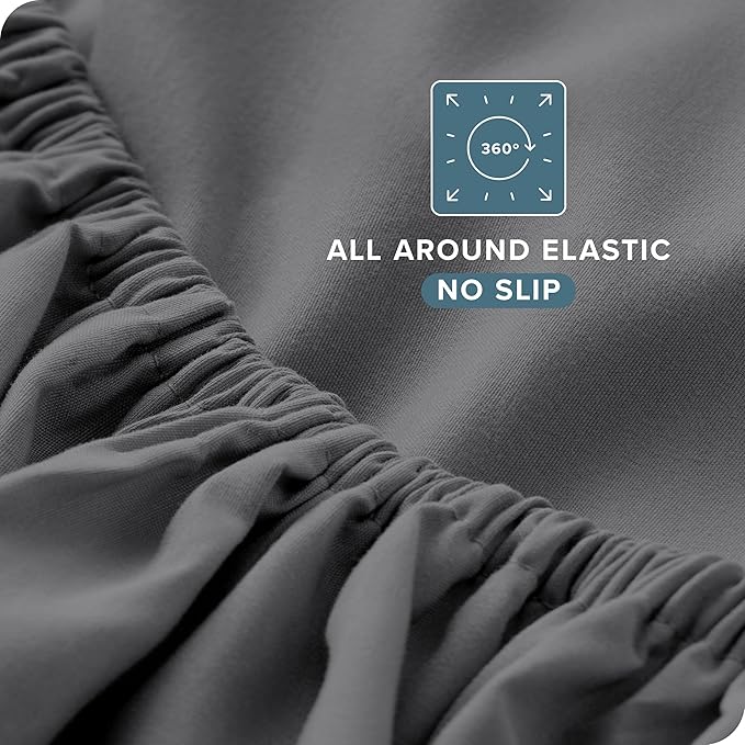 Bare Home Full XL Sheet Set - Luxury 1800 Ultra-Soft Microfiber Full Extra Long Bed Sheets - Double Brushed - Deep Pockets - Easy Fit - 4 Piece Set - Bedding Sheets & Pillowcases (Full XL, Grey)