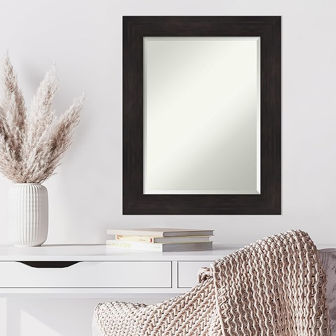 Amanti Art Brown Wall Mirror 30x24 Furniture Espresso Rectangle Bathroom Mirror for Wall Decor Living Room, Medium Casual Frame, Hangs Horizonally and Vertically, Bathroom Decor, Beveled Edge from WI